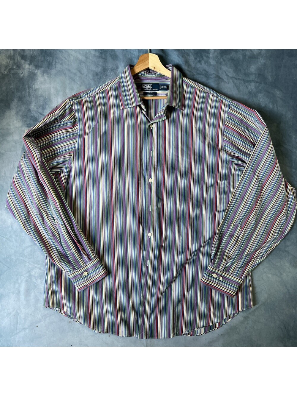 Polo By Ralph Lauren Curham Classic Fit 18 In XXL MULTICOLORED RAINBOW SHIRT